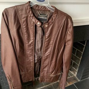 Express Faux Brown Leather Jacket